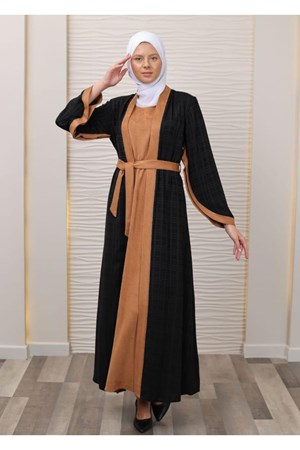الموسم الجديد عباية نسائية شتوية قطعتين مناسبة للاستخدام اليومي موديل 44517 - AÇIK KAHVE (خدمة الدفع عند الباب - القياسات المتوفرة 42,44,46,48,50,52,54)