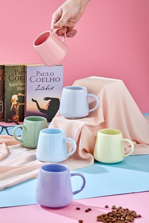 طقم أكواب سيراميك فاخر ملون من برايفيتاس لـ 6 أشخاص، طقم أكواب، طقم أكواب، كوب نسكافيه