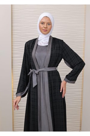 الموسم الجديد عباية نسائية شتوية قطعتين مناسبة للاستخدام اليومي موديل 44517 - رمادي (خدمة الدفع عند الباب - القياسات المتوفرة 40,44,46,48,52)