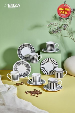 طقم أكواب بورسلين إنزا هاتير مكون من 6 قطع