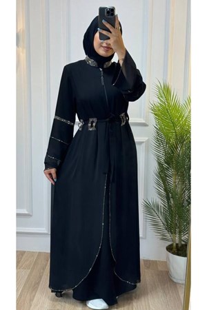 عباية شك للمحجبات موديل m2038 - اسود (خدمة الدفع عند الباب - القياسات المتوفرة 2,3,4,5,6)