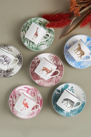 طقم فناجين قهوة كاراكا جانجل لـ 6 أشخاص 80 مل