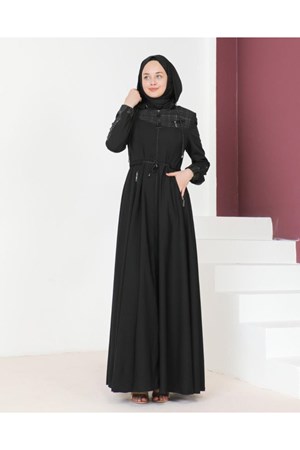 مانطو خفيف صيفي للمحجبات موديل m8008 - اسود (خدمة الدفع عند الباب - القياسات المتوفرة 44)