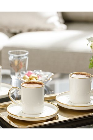 طقم أكواب قهوة ماريلا بورسلين من 12 قطعة لـ 6 أشخاص، 85 مل، ذهبي
