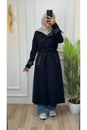 مانطو ترانشكوت طلعة للمحجبات متعدد الاوان و موسم ربيعي موديل m8053 - اسود (خدمة الدفع عند الباب - القياسات المتوفرة 38)